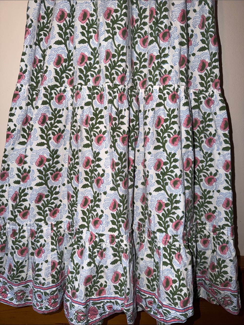 SZ Blockprints Divya Midi Dress in Essa Print Moss & Faded Rose Size S - Picture 4 of 6